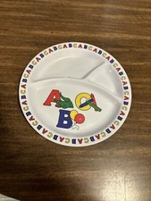 Vintage Melamine ABC Divided Children Toddler Plates Parenting