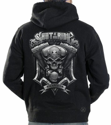 Shut Up & Ride Engine Hooded Sweat Shirt ~ Biker Skull Hoodie ~ FTW