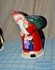 VTG INO SCHALLER SANTA w/DOLLS Candy Container Paper Mache RED 6.5" Missing Base