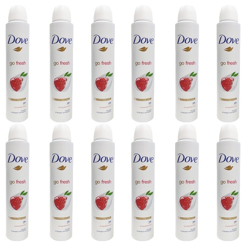 12pz DOVE Go fresh Deodorante pomegranate scent anti traspirante spray 200ml