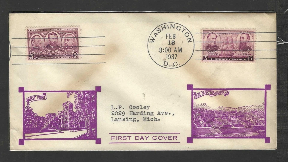 US 1936-1937 US NAVY SET ON 5 FCDS WITH WEST POINT & NAVAL ACADEMY - Image 3 of 3