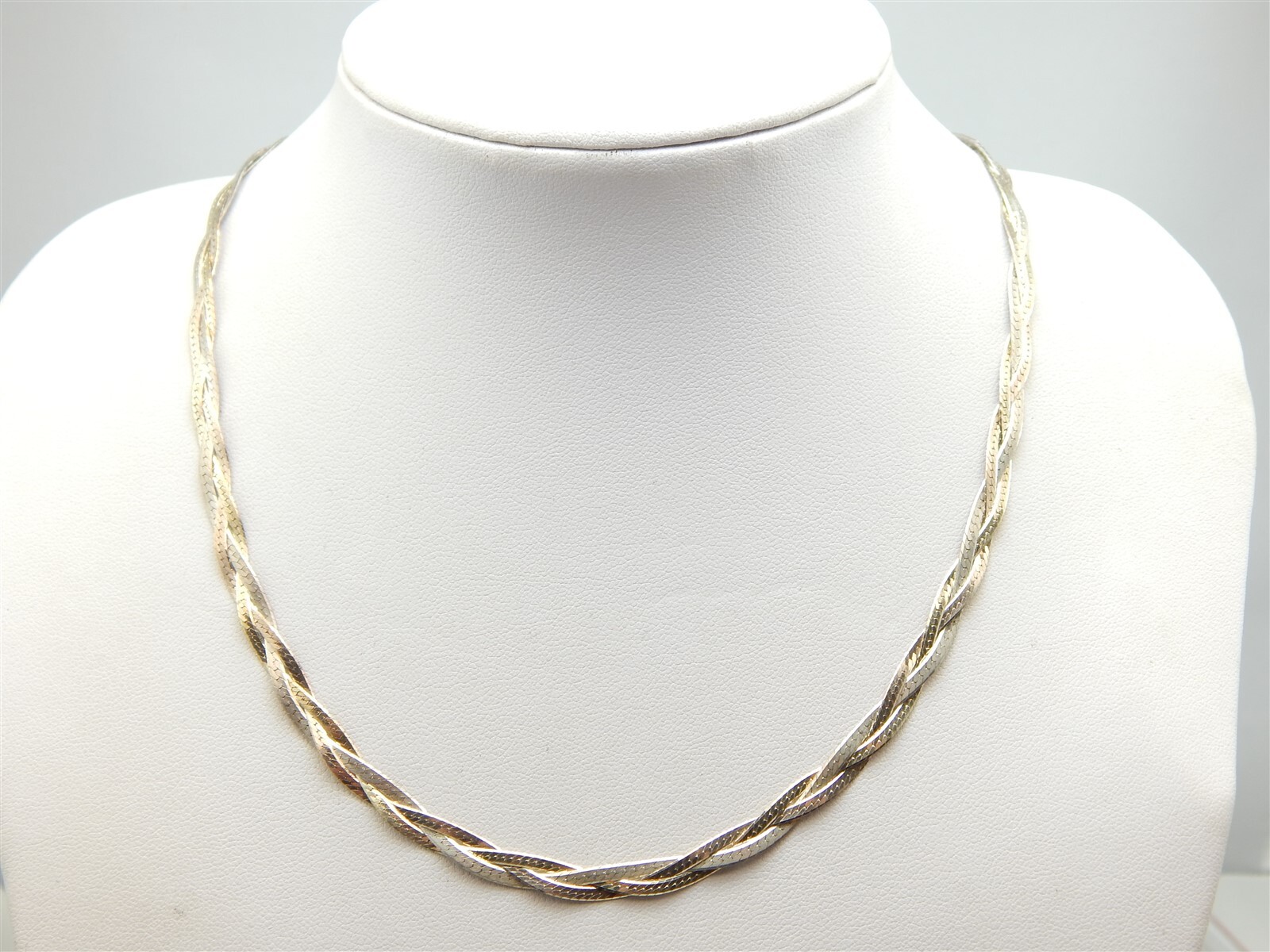 BRAIDED HERRINGBONE LINK CHAIN NECKLACE LENGTH 18" … Gem