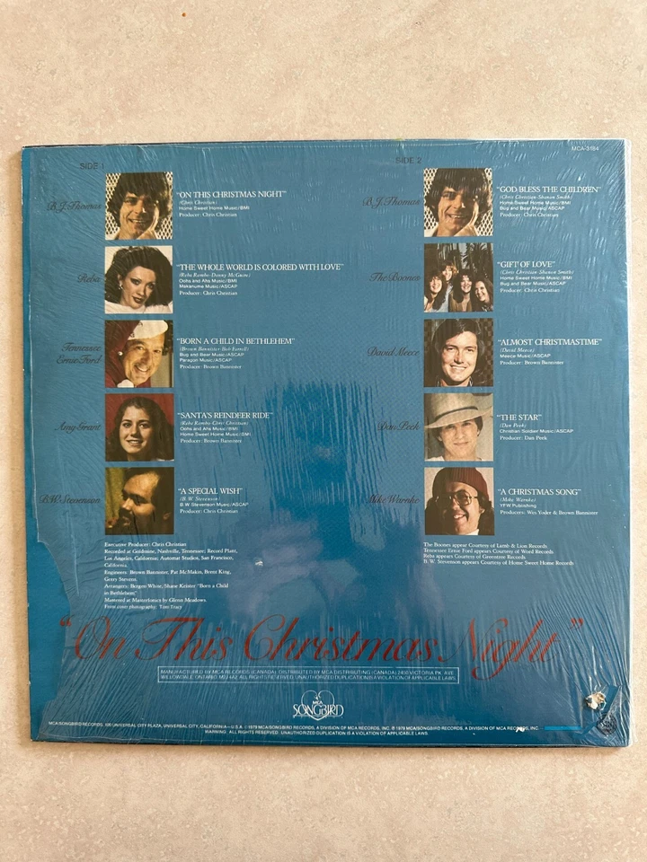 On This Christmas Night - EX 1979 MCA vinyl LP - Amy Grant - B.J. Thomas - Reba - Image 2 of 4