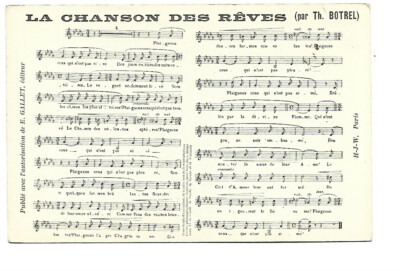 OLD SONGS LYRICS AND MUSIC THE SONG OF DREAMS BY BOTREL