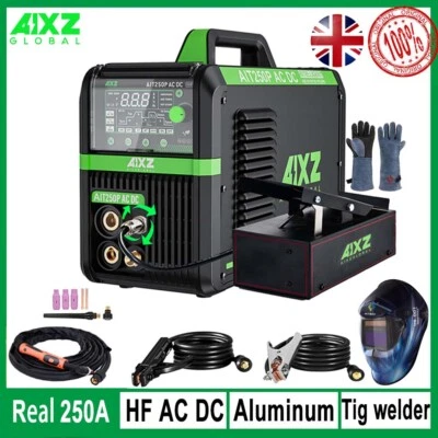 AIXZ 250A Aluminium AC DC TIG Welder HF/Pulse/Square/Spot/Stick Welding Machine 240V