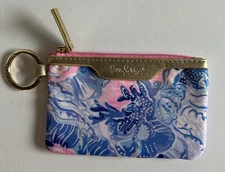 Lilly Pulitzer ID Case Coin Purse Keychain Shade Seekers Tropical Pattern