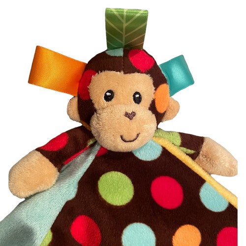 Taggies Affe blau grün Satin braune Punkte Plüsch Sicherheitsdecke Baby Lovey - Bild 2 von 5