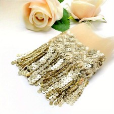 10 Yards Sequins Tassel Lace Trim Edge Fringe DIY Sewing Craft 12cm Gold