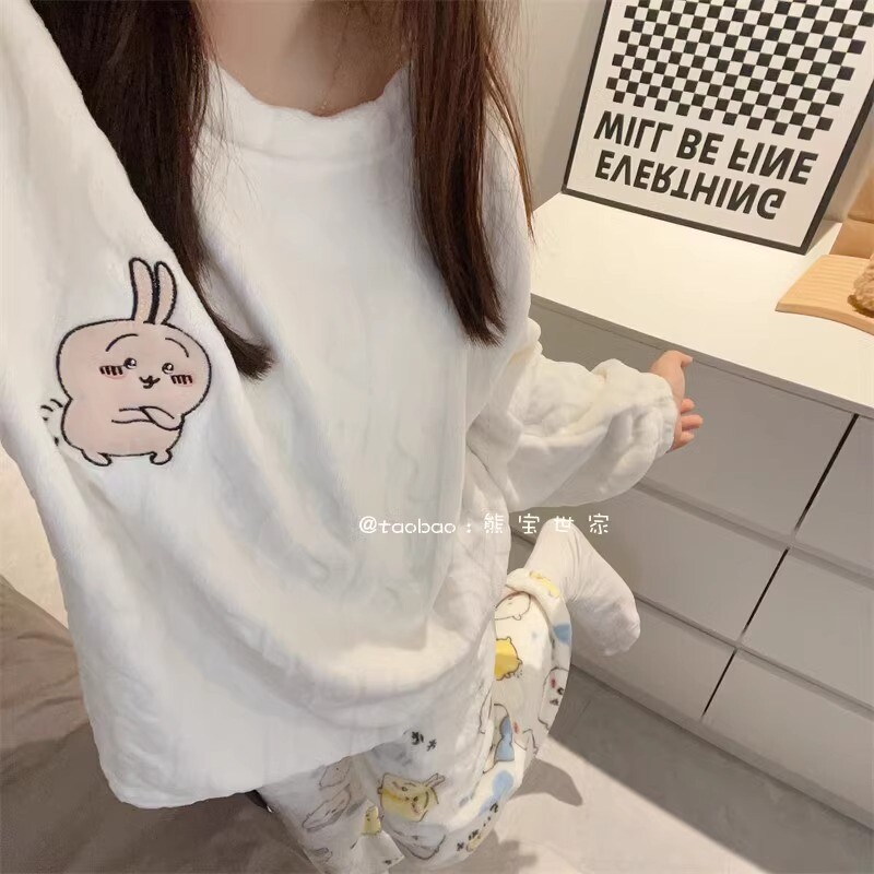 Chiikawa Usagi Hachiware Women Long Sleeved Pajamas Thick