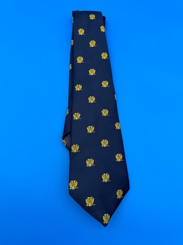 Tie Masonic Scottish Rite Necktie 56.5" Blue and Gold 32nd Degree Wings Down
