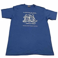 Vintage 1985 Humane Society Neuter Cats & Dogs Blue Size XL Fits Smaller 80s