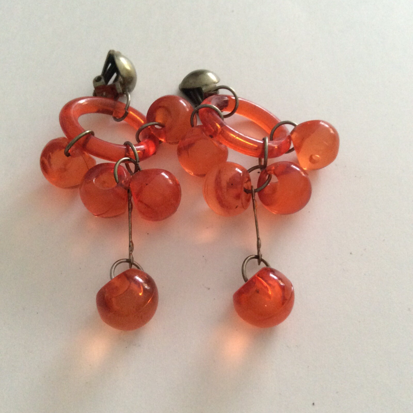 Earrings celluloid beaded dangling beautiful bjr - image 1