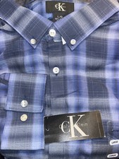 Calvin Klein Mens Button Down Dress Shirt Violet Storm, Large NWT