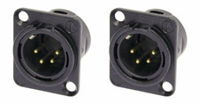  2 PACK NEUTRIK NC4MD-L-B-1 4-Pin XLR Male D Type Panel Mount Black w/Gold Pins