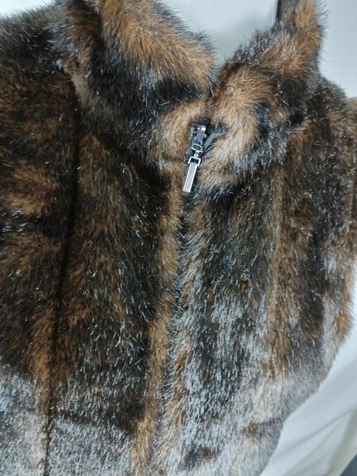 worthington Wms Sz S Brown Faux Mink Fur Reversible Vest SH1 - Image 3 of 4
