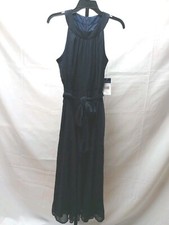 CHAPS Womens Sz. 6 Dress Sleeveless Casual Navy W/Zip & Tie CHOH1133 MSRP$79 NWT