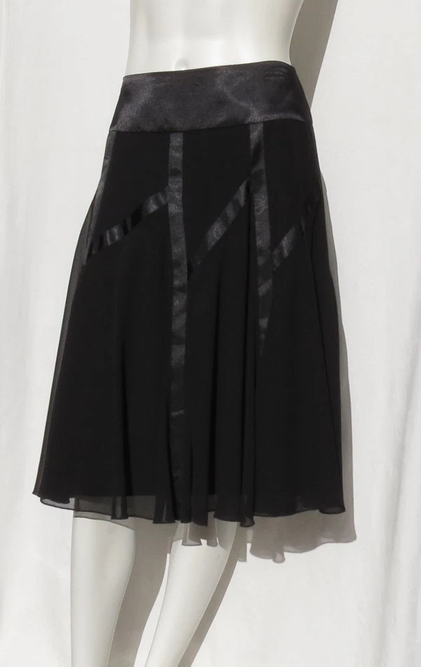 JS COLLECTIONS Black Chiffon Overlay Satin Ribbon Evening Skirt size US 8 - Image 2 of 4