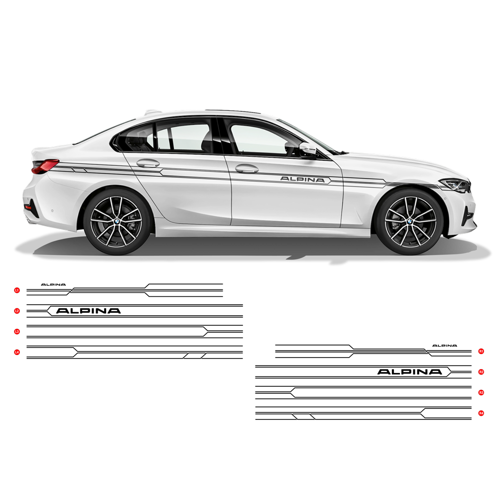 ALPINA Racing Side Stripes decals Set for BMW 3 series / 4 series