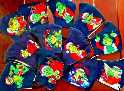 3 x FILTER FACE COVER Adult teen MASK The GRINCH Xmas Christmas woo Santa LOT