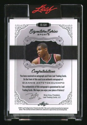 2021 LEAF SIGNATURE SERIES GIANNIS ANTETOKOUNMPO 1/1 AUTOGRAPHED 