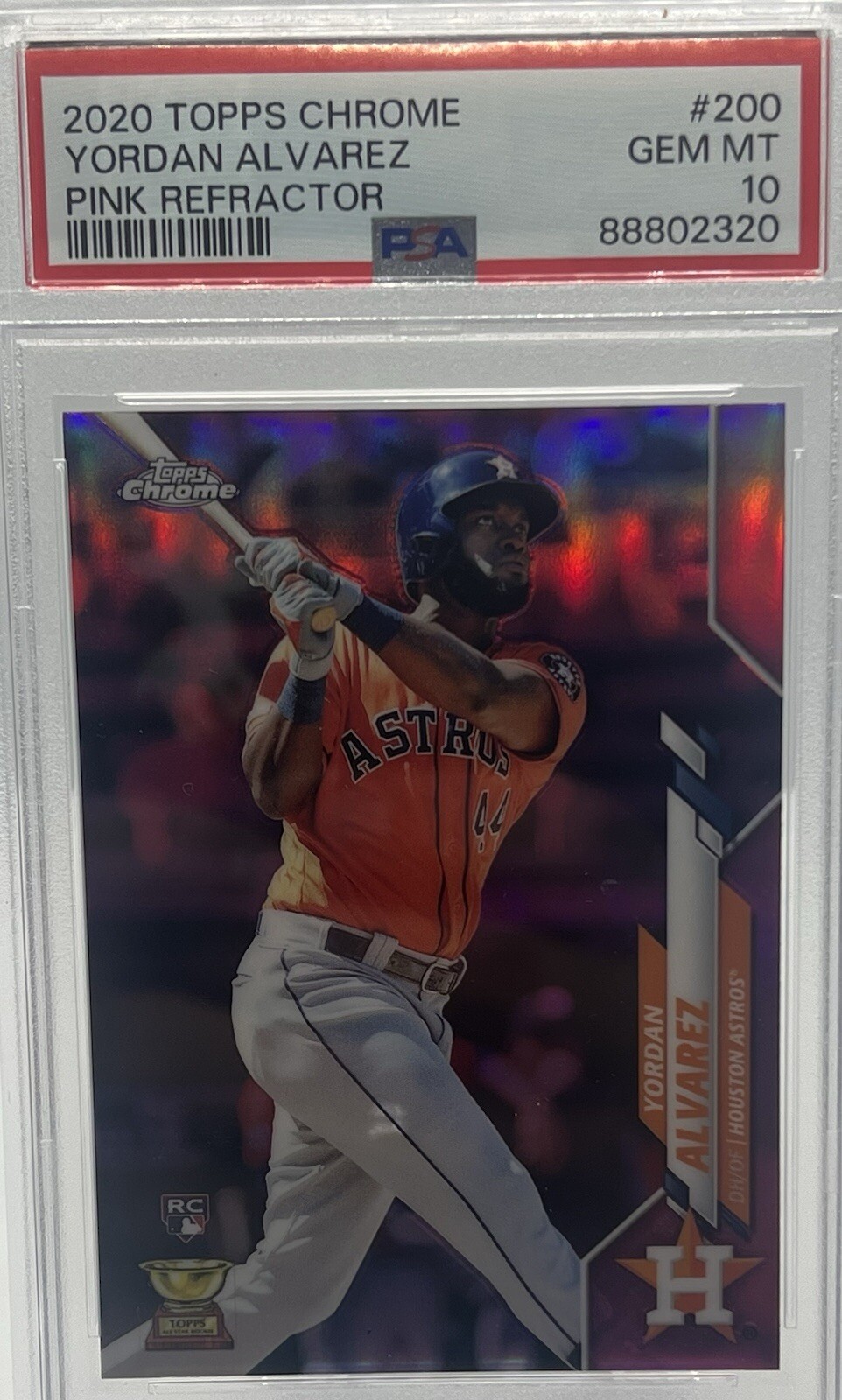 2020 Topps Chrome YORDAN ALVAREZ Rookie Pink Refractor #200 PSA 10 GEM RC