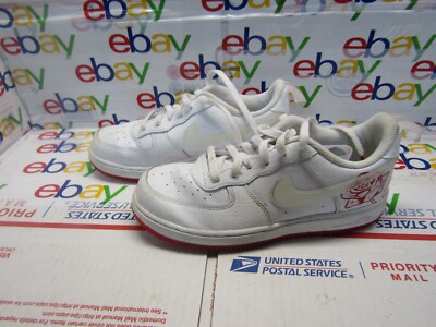 NIKE AIR FORCE LV8 PS WHITE RED ROSE SZ 3Y (CN8540-100)