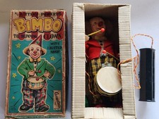 Old 1950s Battery Operated Bimbo The Drumming Clown In Box Japan - Cdbd Head