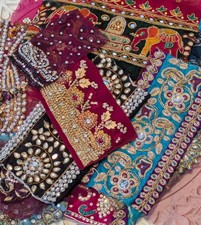 Sari scrap bag. heavily and sparkly embellished  pieces set ( AC ).