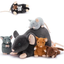 5 in 1 Rat Stuffed Animals Set, 24 inch Large Mommy Stuffed Mouse Plush Toy w...