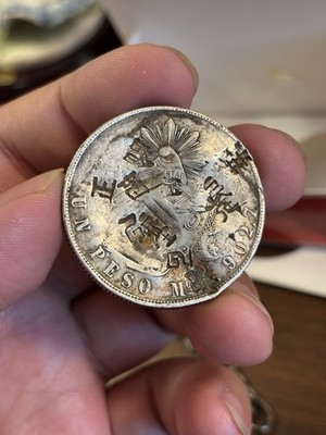 1870 Mo M Mexico UN Peso Chopmarked