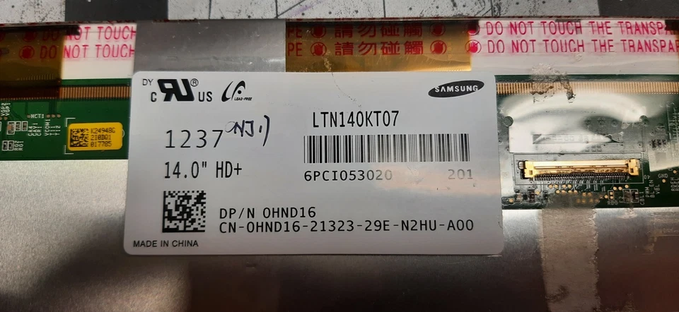 Pantalla Dell Latitude 14" OEM. Panel Samsung # LTN140KT07 Dell P/N # OHND16 Foto 2 de 4