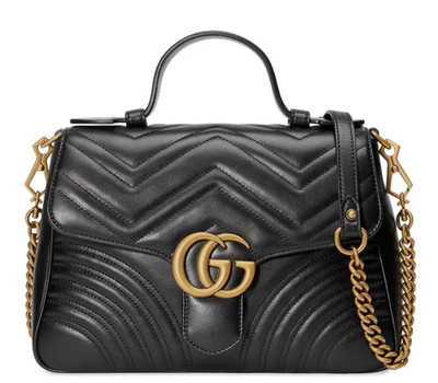 GUCCI GG Marmont Leather Top Handle Crossbody Bag Red 498110