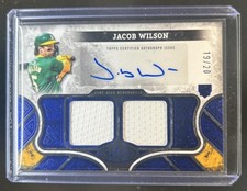 2025 Topps Tier One Jacob Wilson Auto Relics Blue Jersey Dual RC #/20 Athletics