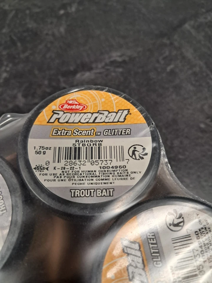 Cebo de trucha arco iris brillo aroma extra Berkley PowerBait 1,75 oz 2 paquetes de 6 Foto 3 de 4