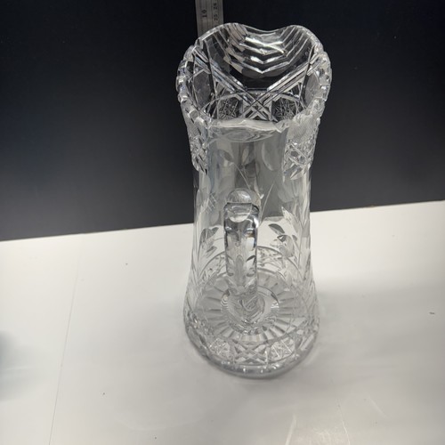 American Brilliant Period Cut Glass Pitcher Flower Daisy 10.5” Vintage Free Ship - Picture 4 of 6