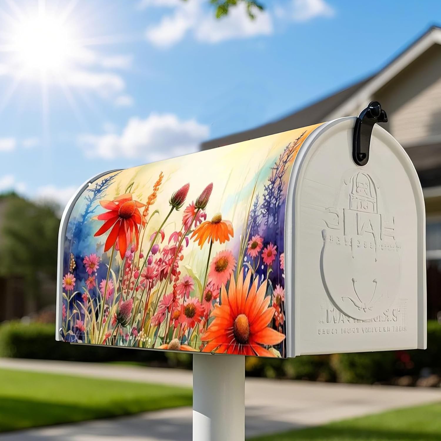 Mailbox Covers Magnetic Standard Size, Printed Floral Magnetic Cover for Postbox