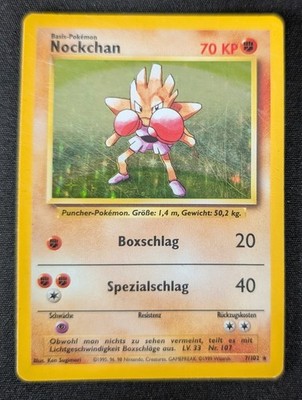 Pokemon Karte Nockchan Hitmonchan Base Set 7/102 Holo Rare TCG Deutsch