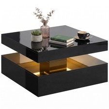 HOMCOM LED Coffee Table with Storage, Modern Centre Table, High Gloss Black