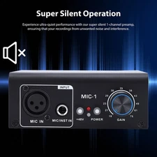Professional 1 Channel Mic Preamp Ultra Quiet Mic Preamplifier For Recordin GRCV