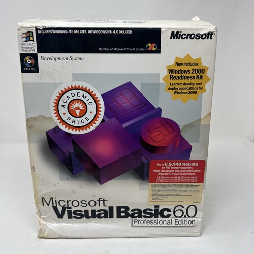 Microsoft Visual Basic 6.0 Professional Edition CD-ROM Software & Retail Box