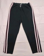 Vintage Russell Sweatpants Mens Large Black Striped Made In USA 90s White Red
