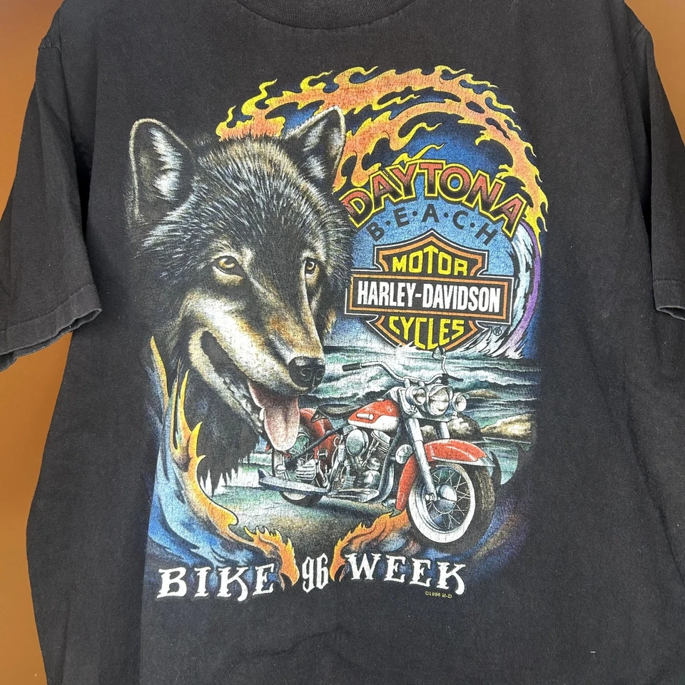Camiseta vintage años 90 Harley Davidson Daytona Beach Bike Week Flame  Foto 3 de 4