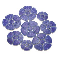 250g Flower Ceramics Mosaic Tiles, 3.5 - 6cm Bulk Mosaic Tiles, Dark Blue