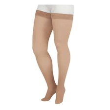 Juzo Soft Thigh High, Short, Full Foot, Silicone Band, 30-40mmhg Size: V Beige