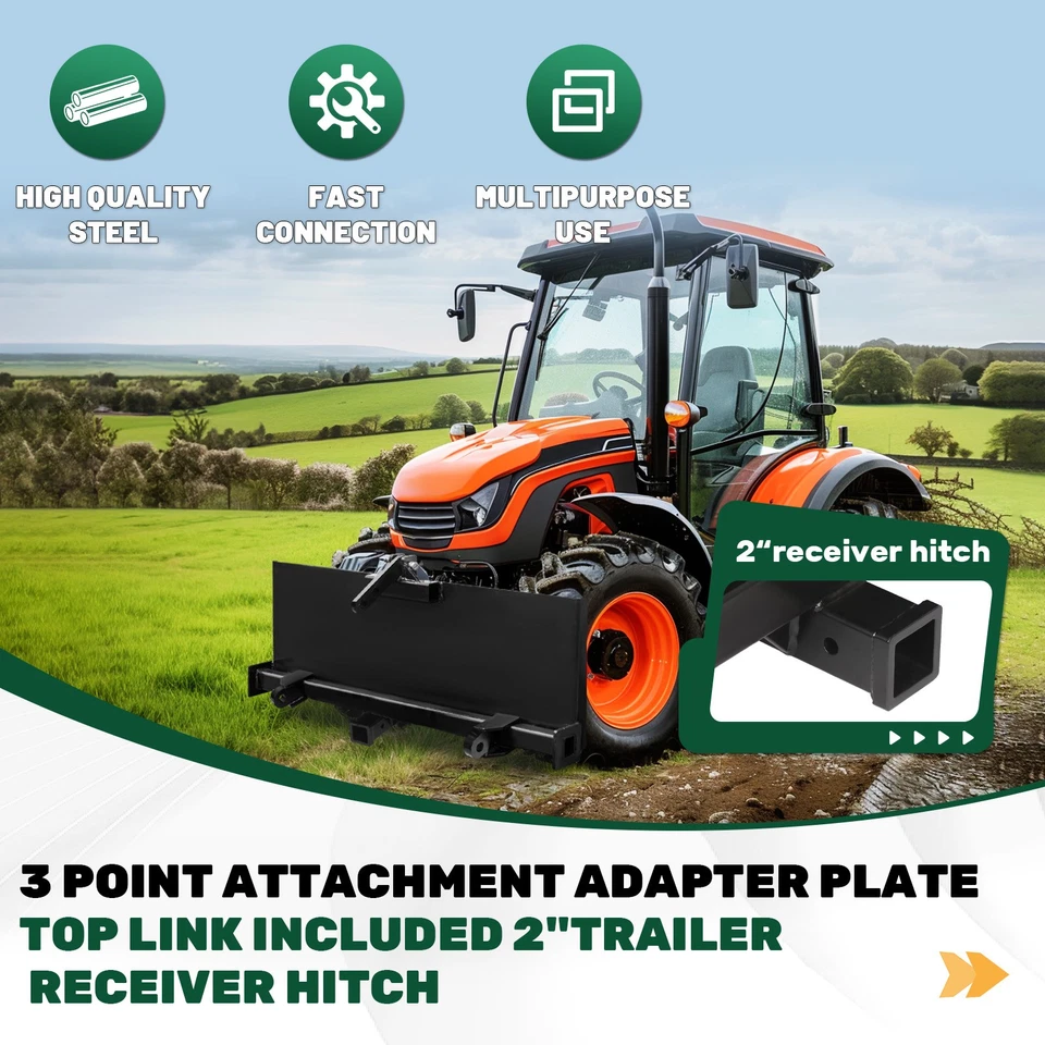 3 Point Attachment Adapter Hitch Adjustable Skid Steer For Loader Tractor - Image 2 of 4