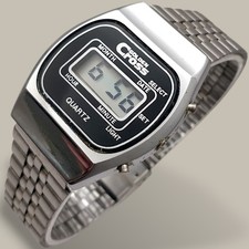 Golden Cross Digital LCD 1980s 33mm  Lumière  Vintage Watch Fully Working