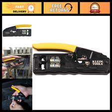 Compact Ratcheting Modular Data Cable Crimper, Wire Stripper Cutter for CAT6/C