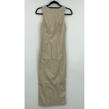 Elegant Sleeveless Midi Bodycon Dress Neutral Size S