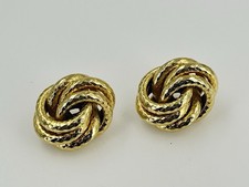 Vintage Gold Tone Puffy Knot Stud Earrings Pierced Womens