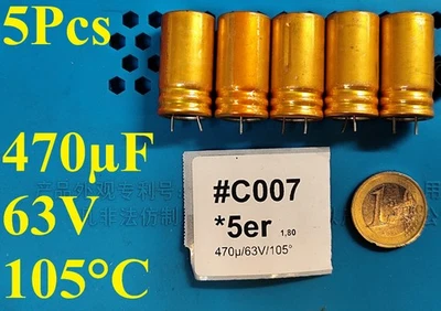 5x Roederstein 470uF 63V 105°C B6 Elektrolyt kondensator Capacitor ROE EKR Elko - Bild 1 von 4